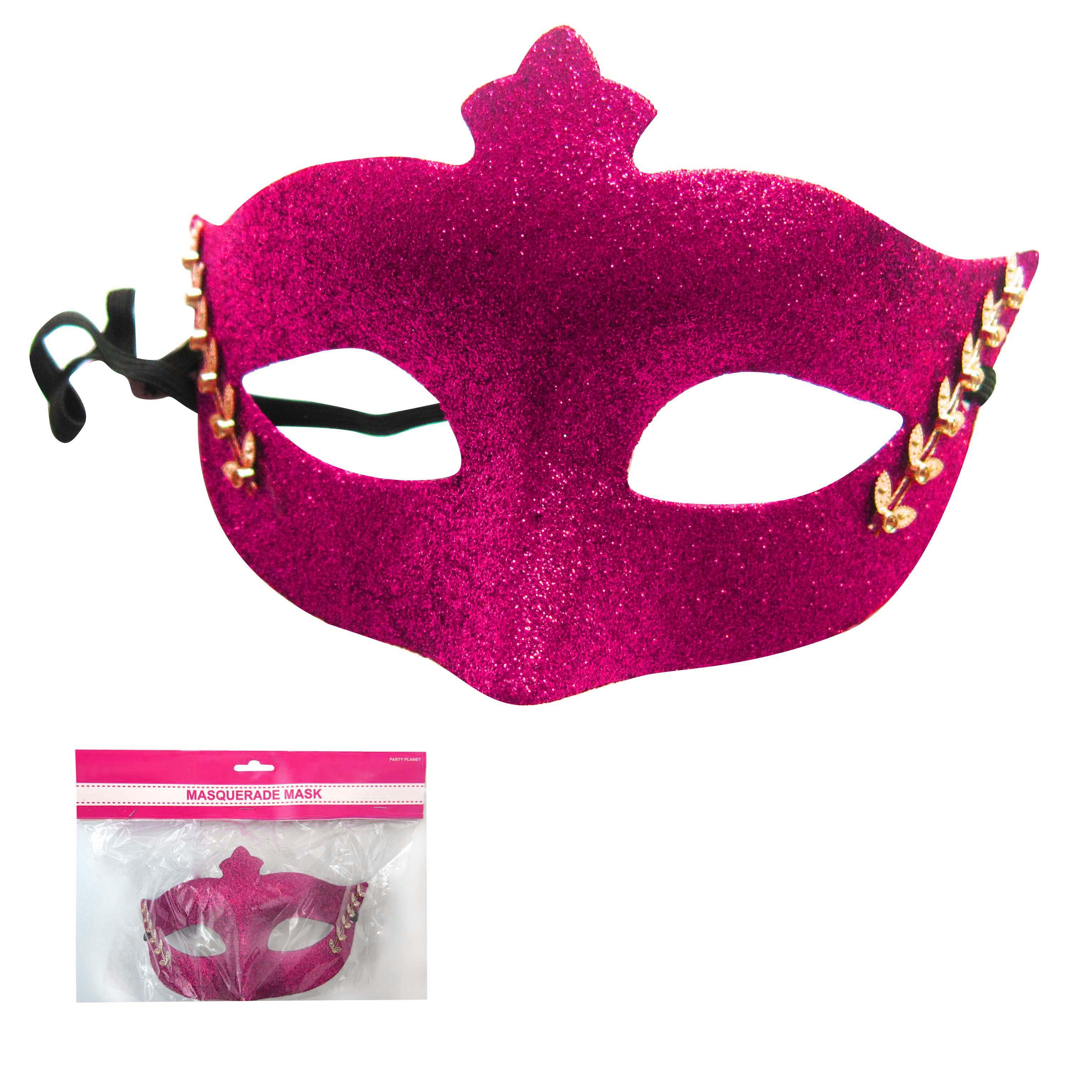 Pink Glittered Masquerade Mask - The Base Warehouse