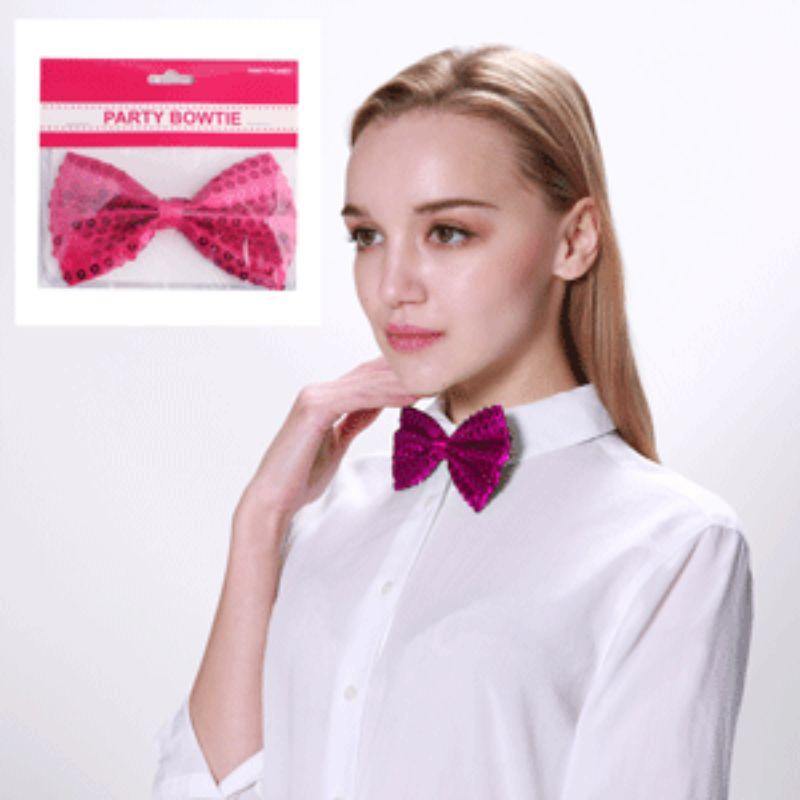Pink Sequin Bowtie - The Base Warehouse