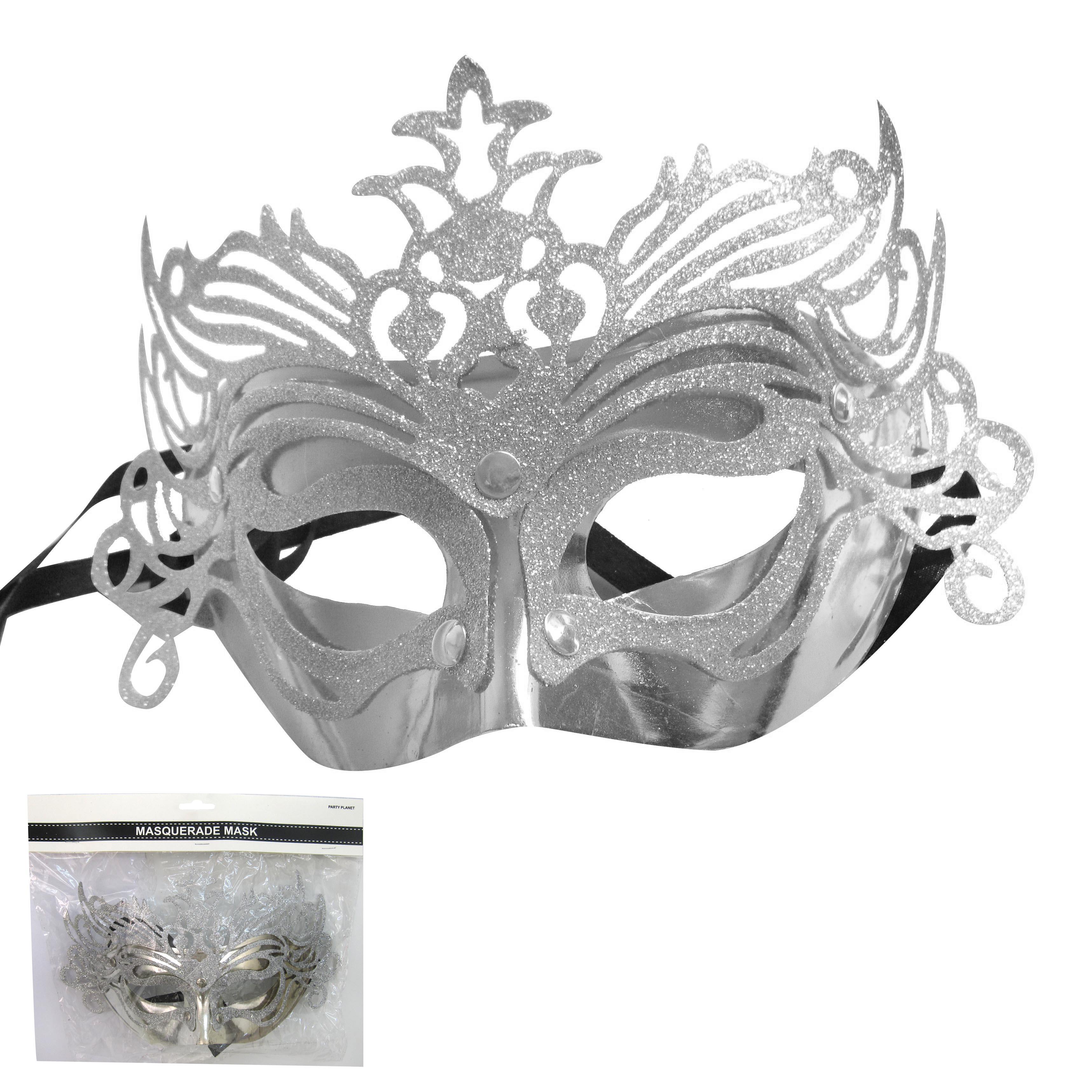 White Glittered Masquerade Mask - The Base Warehouse