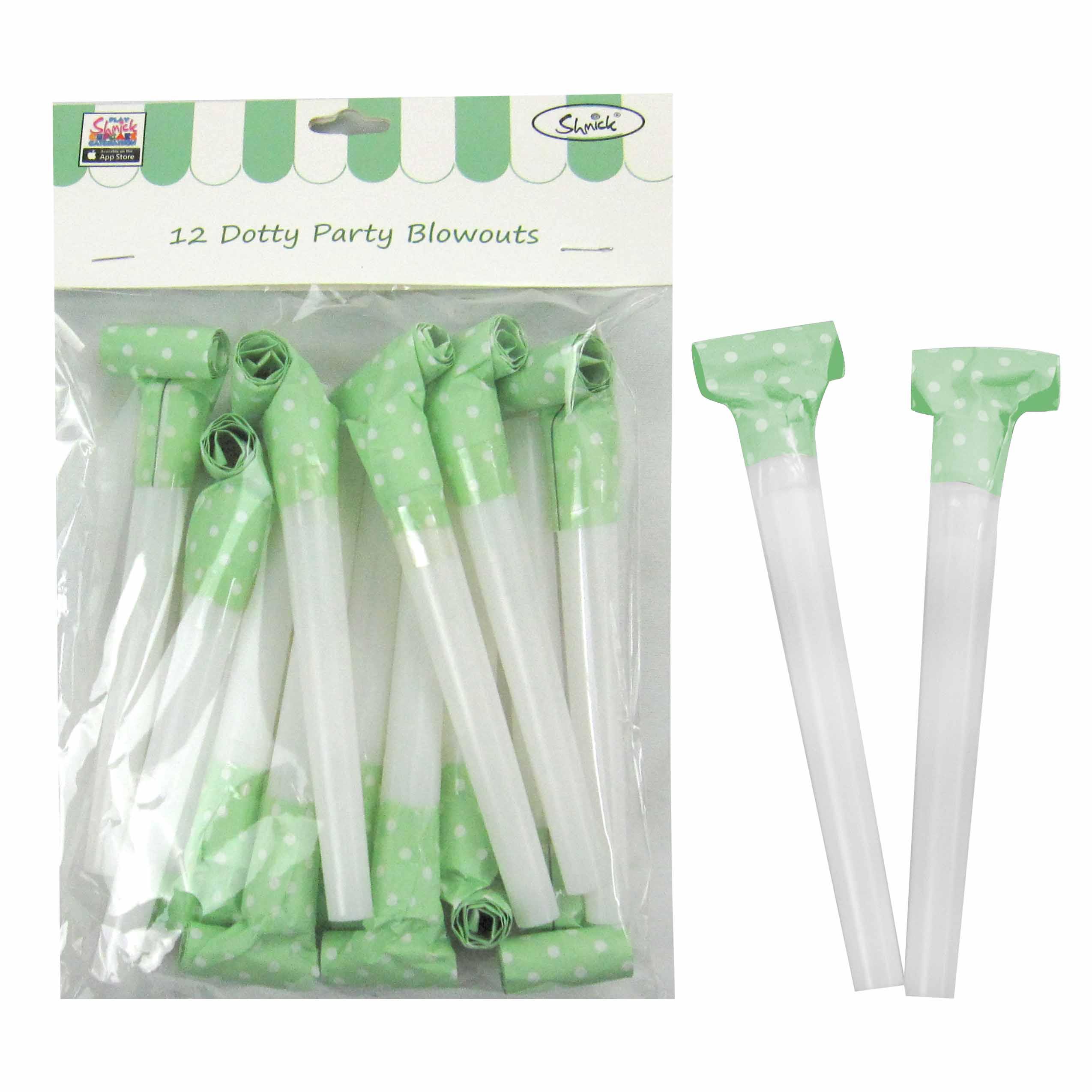 12 Pack Green Dotty Party Blowout - The Base Warehouse