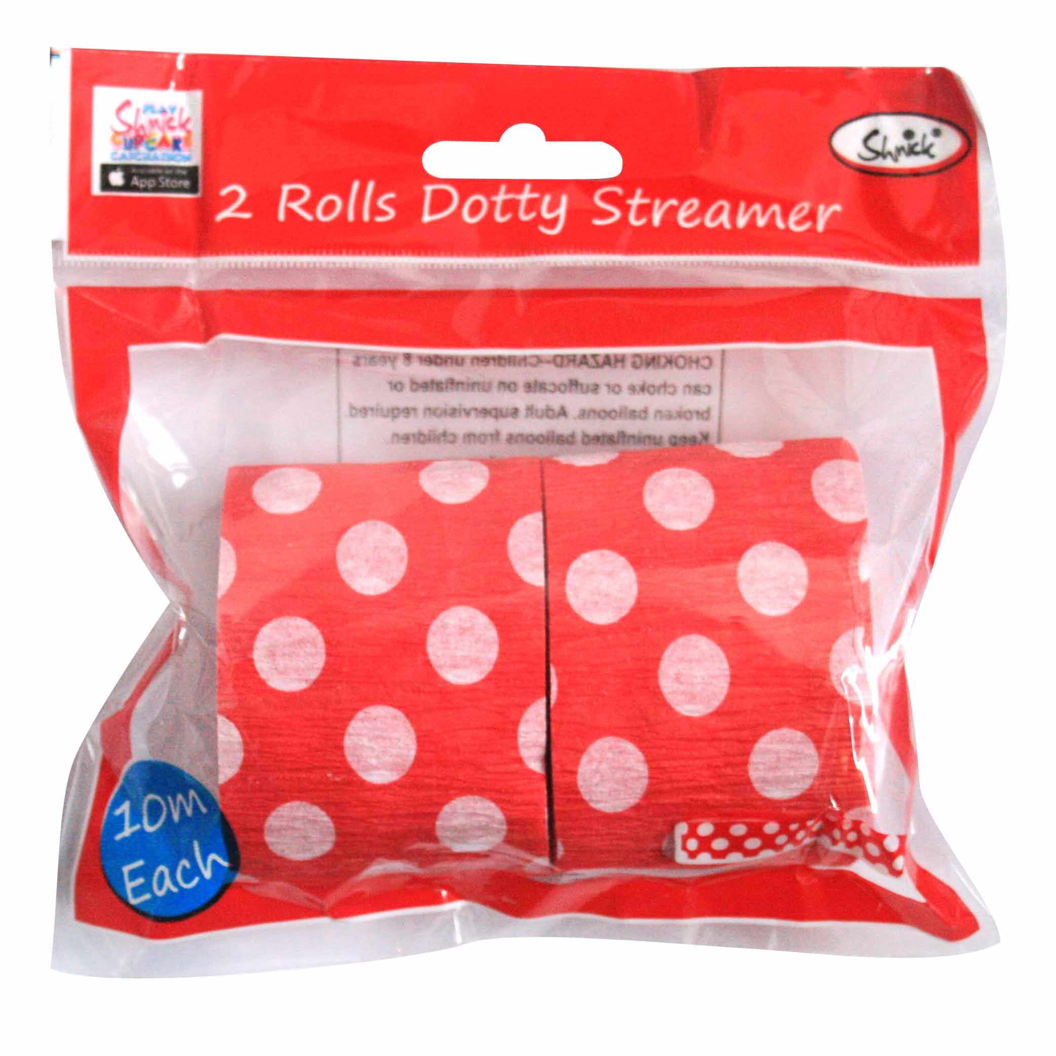 2 Pack Red Dotty Streamer - 10m - The Base Warehouse