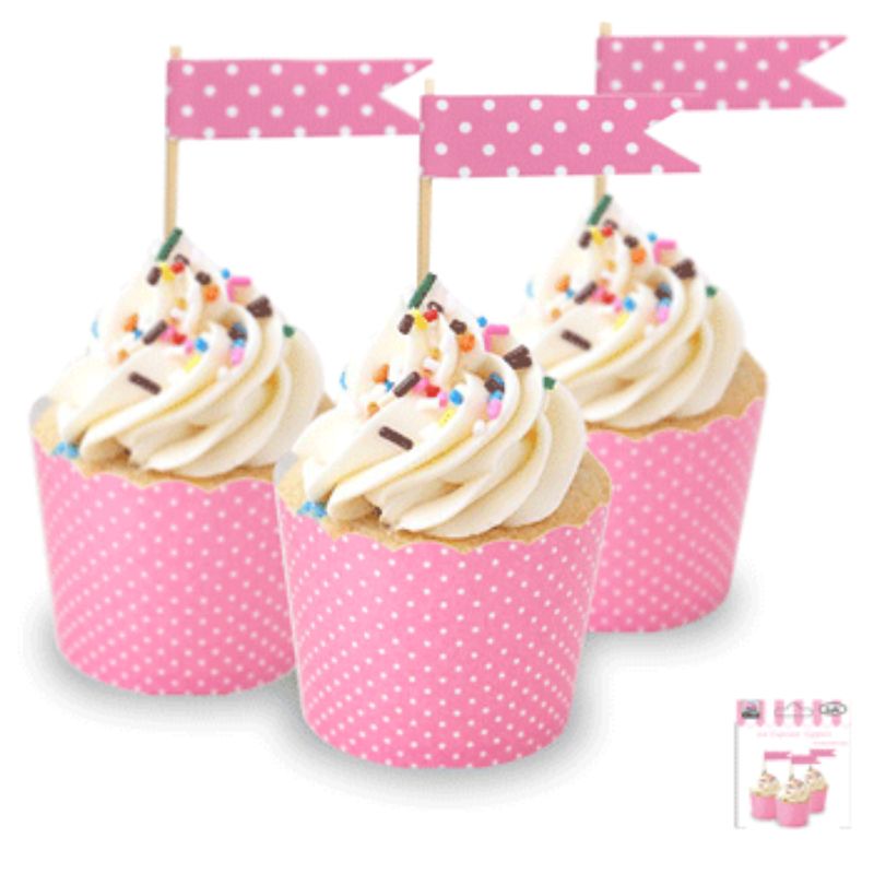 24 Pack Pink Cupcake Toppers