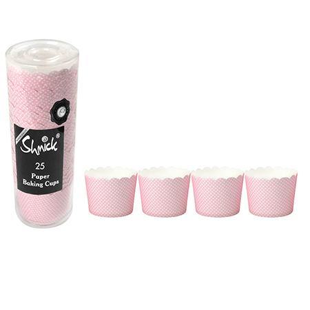 25 Pack Pastel Pink Mini Dotty Baking Cups