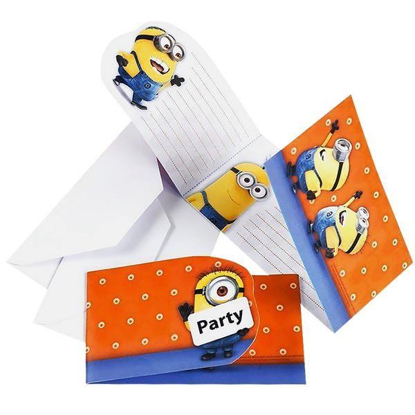 6 Pack Minions Invitations & Envelopes