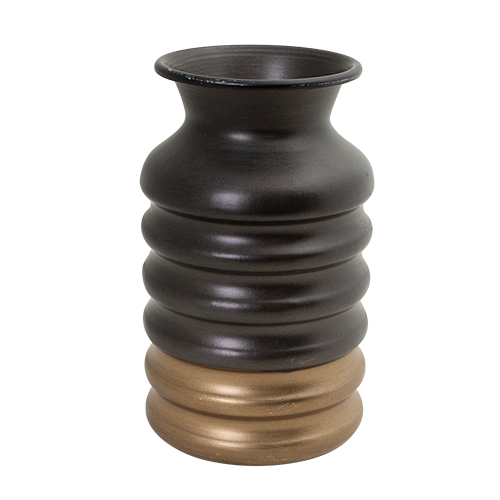 Midnight Waved Decorative Metal Vase -12cm x 12cm x 20cm - The Base Warehouse