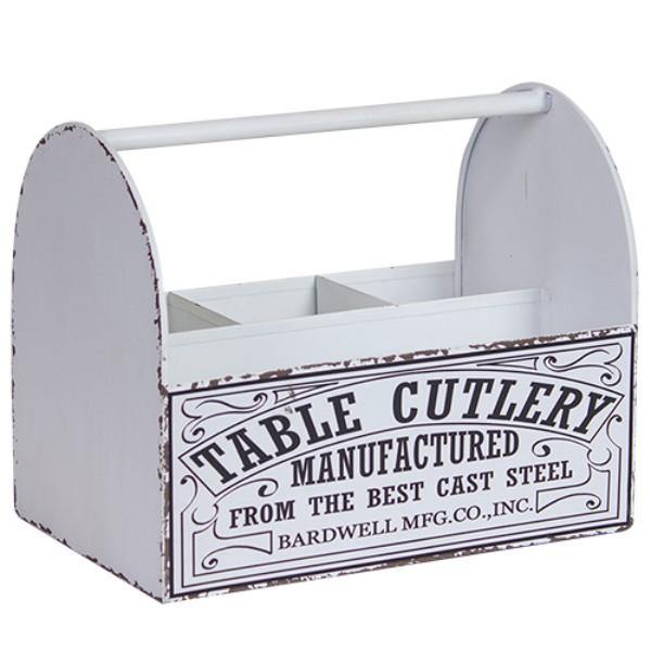 Cream Metal Cutlery Caddy - The Base Warehouse
