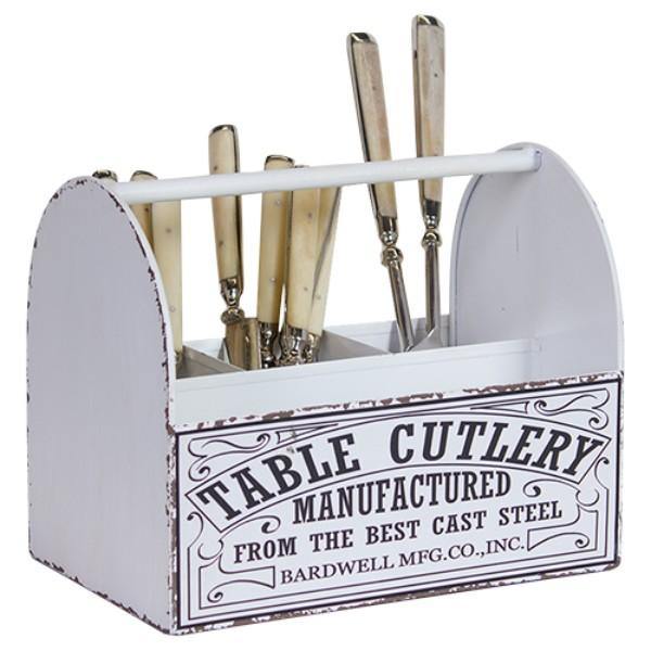 Cream Metal Cutlery Caddy - The Base Warehouse