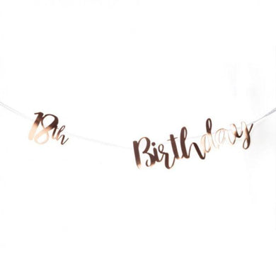 18th Birthday Rose Gold Bunting - 1.8m - The Base Warehouse