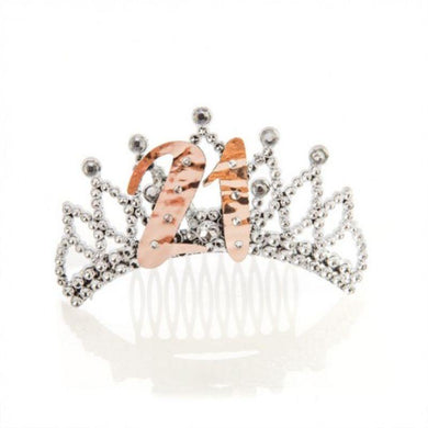 21st Rose Gold and Silver Tiara 12cm x 8cm x 7cm - The Base Warehouse