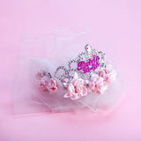 Load image into Gallery viewer, Flashing Bride To Be Tiara with Roses And Veil - The Base Warehouse
