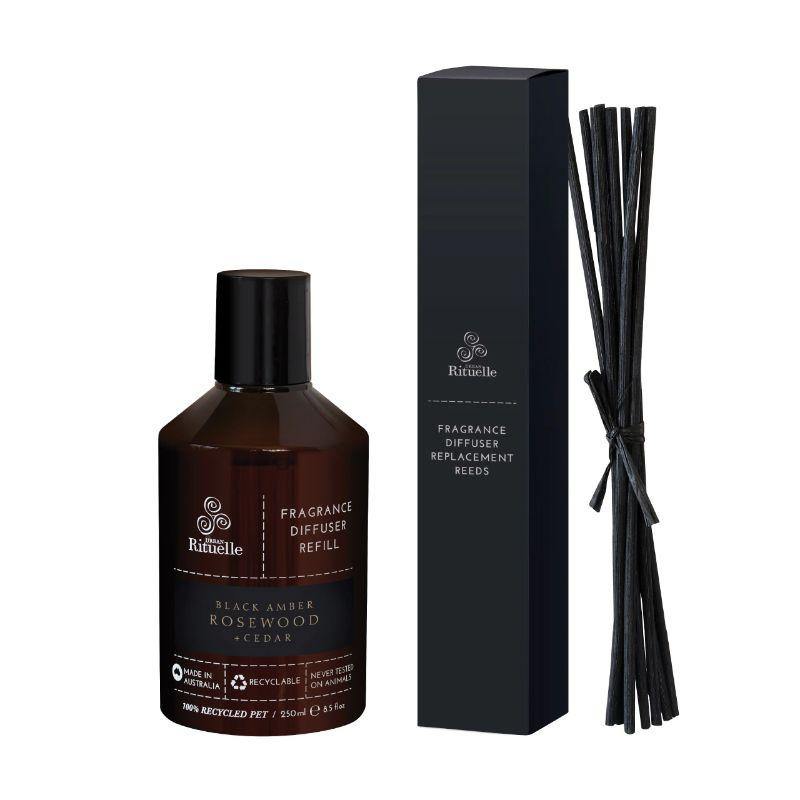 Black Amber, Rosewood & Cedar Fragrance Diffuser Refill & Reeds - 250ml - The Base Warehouse