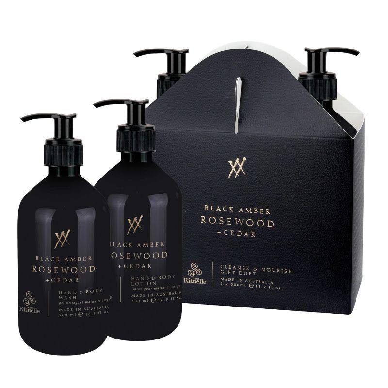 Alchemy - Black Amber, Rosewood & Cedar Cleanse & Nourish Gift Duet - The Base Warehouse