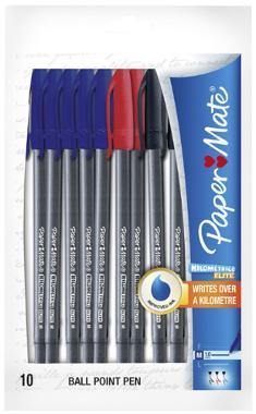 10 Pack Paper Mate Assorted Ball Point Pens - 1.0mm - The Base Warehouse