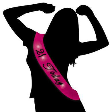 Flashing Pink with Black Lettering 21 Today Sash - The Base Warehouse