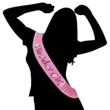 Load image into Gallery viewer, Flashing Pink with Black Lettering Birthday Girl Sash - The Base Warehouse
