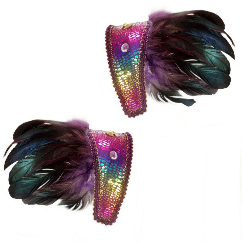 Rainbow Feather Soulder Pads - The Base Warehouse