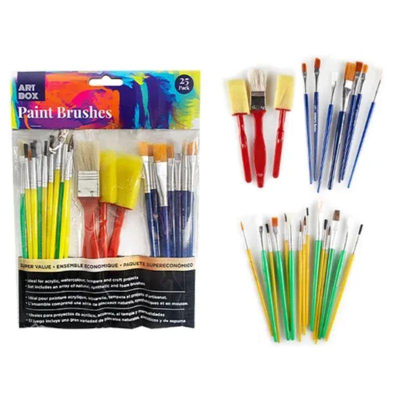 25 Pack Artist Paint Brush Set - The Base Warehouse