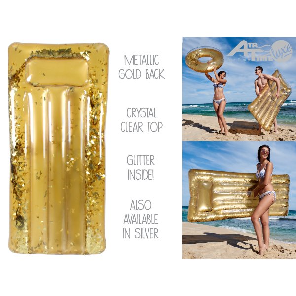 Inflatable Gold Glitter Airmat - 1.9m x 90cm