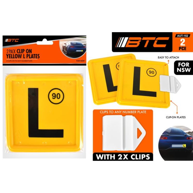 2 Pack NSW Yellow L Plates with Clip On