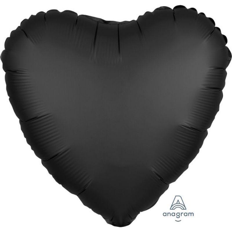 Satin Luxe Onyx Heart Foil Balloon - 45cm