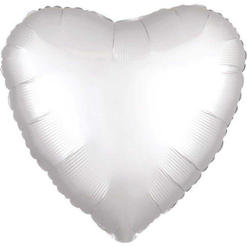 Satin Luxe White Heart Foil Balloon - 45cm