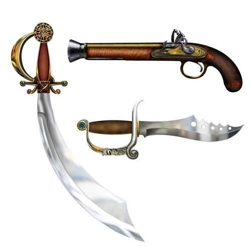 3 Pack Pirate Weapons Cut Outs - 50cm - The Base Warehouse