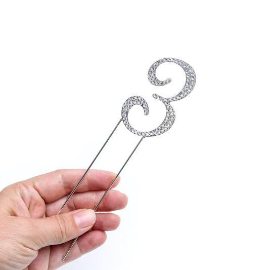 Number 3 Diamante Cake Topper - 7.5cm - The Base Warehouse