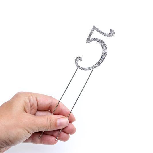Number 5 Diamante Cake Topper - 7.5cm - The Base Warehouse