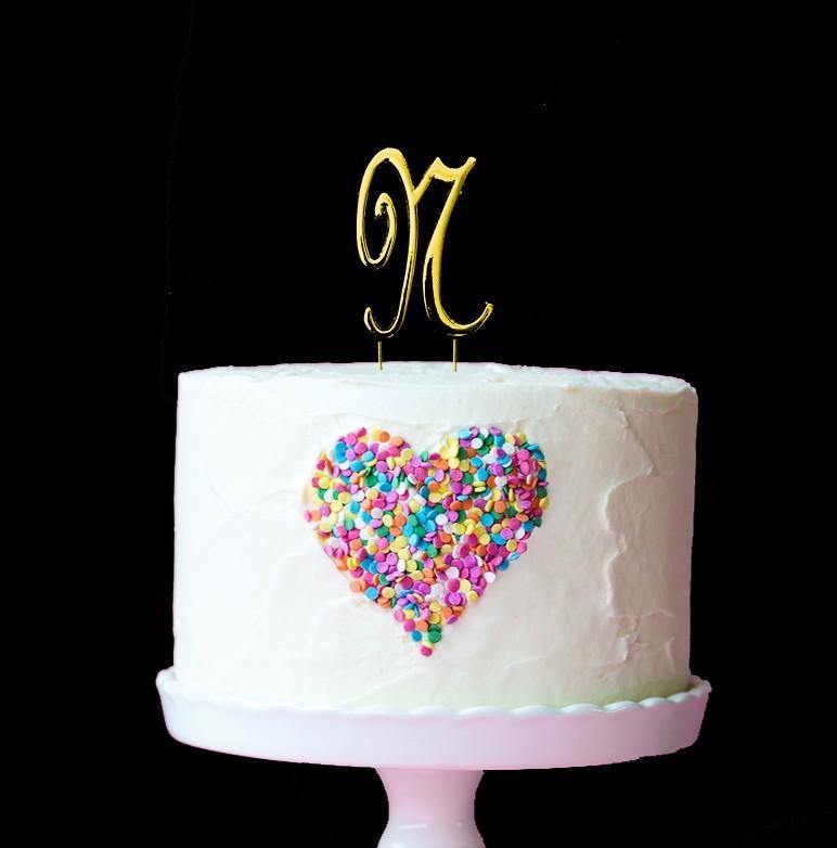 Letter N Gold Cake Topper - 7cm