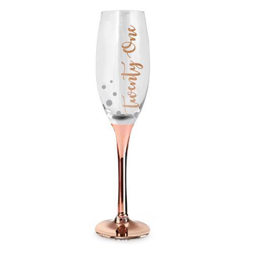 21st Rose Gold Stem Champagne Glass - The Base Warehouse