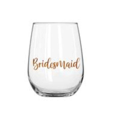 Rose Gold Bridesmaid Stemless WIne Glass - 600ml - The Base Warehouse