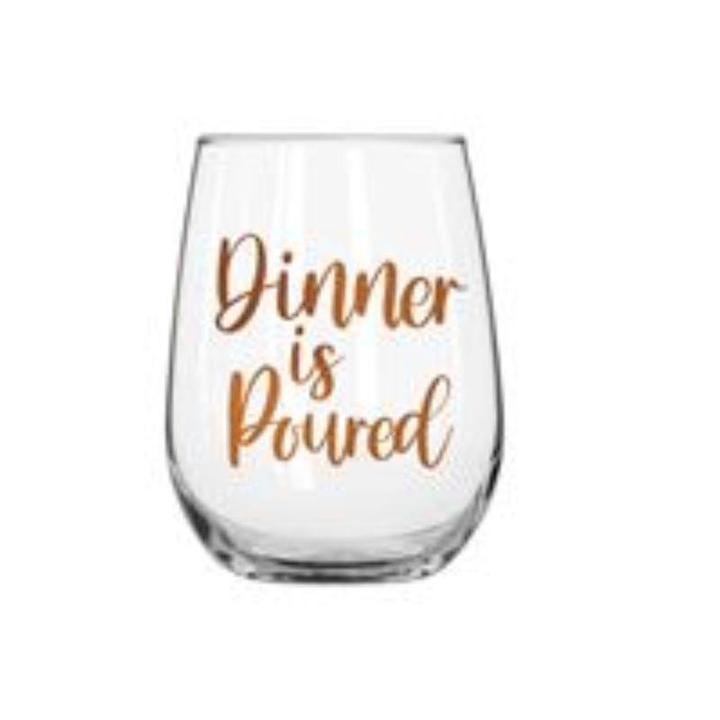 Rose Gold Dinner is Poured Stemless WIne Glass - 600ml - The Base Warehouse
