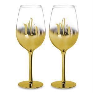 Mr & Mrs Gold Ombre Wine Set - The Base Warehouse