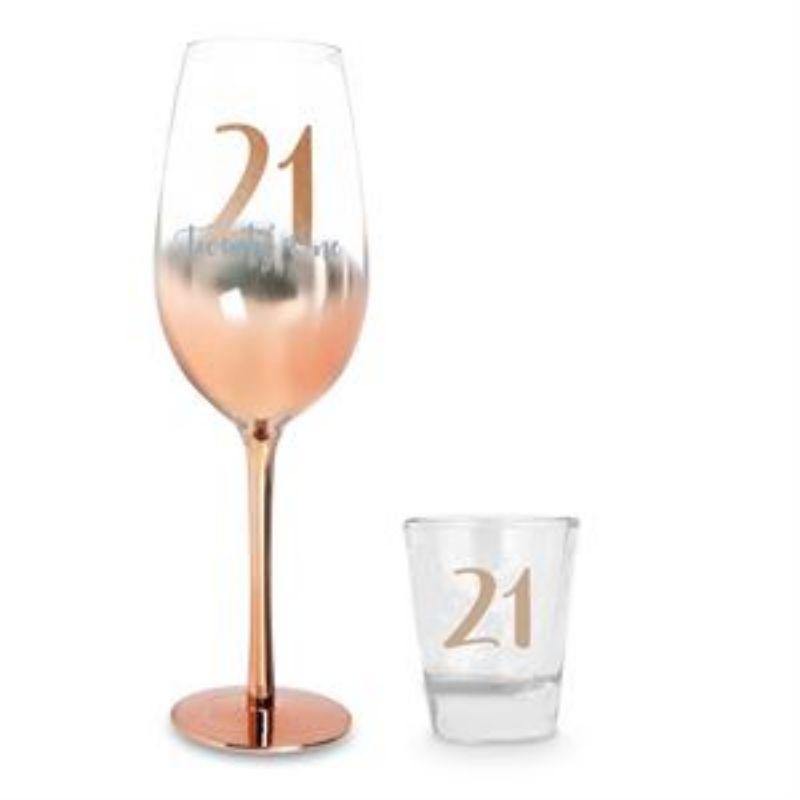 21 Rose Gold Ombre Champagne & Shot Set - 250ml/30ml