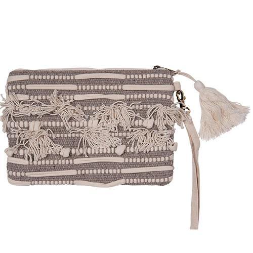 Beige Embellished Clutch Bag - 17cm x 25cm x 2cm - The Base Warehouse