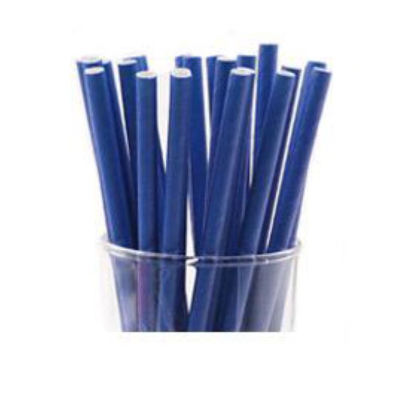 80 Pack Blue Paper Straws - 0.6cm x 19.7cm