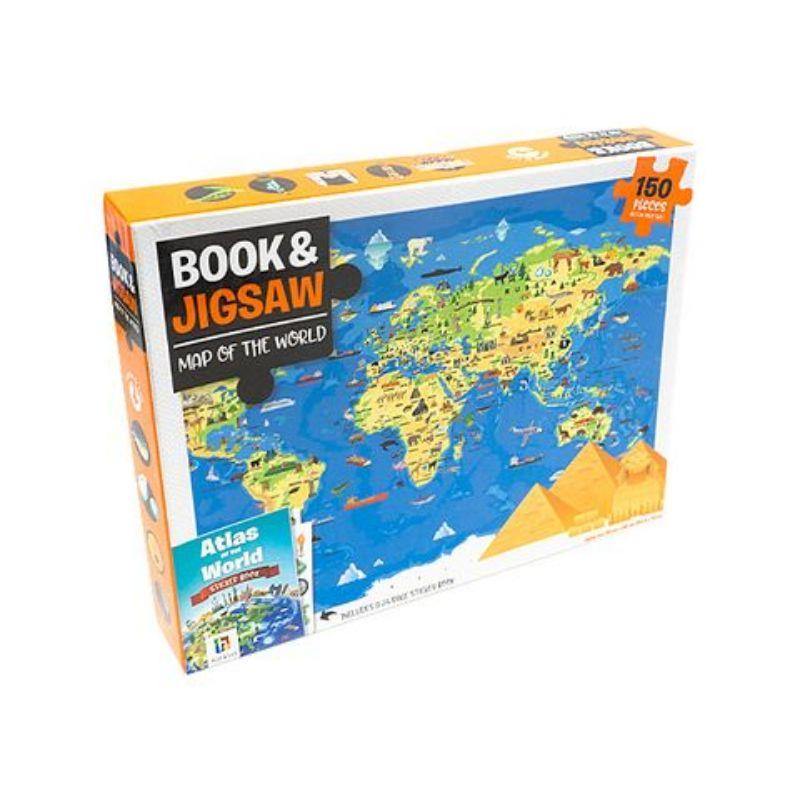 Book & 150 Piece Puzzle - World Map - The Base Warehouse