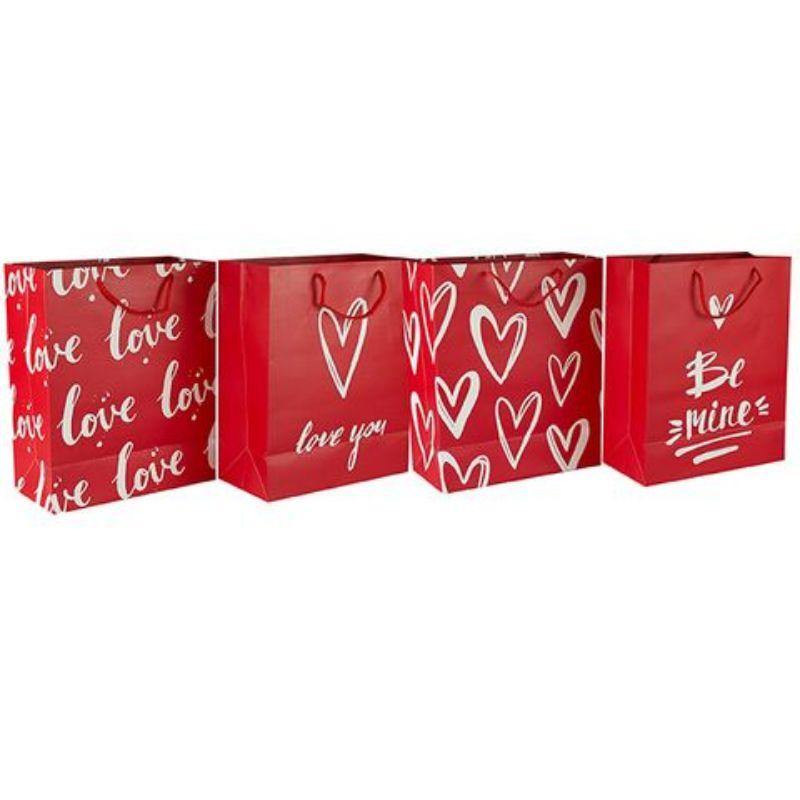 L Red Heart Gift Bag - 26cm x 32cm x 12.5cm - The Base Warehouse