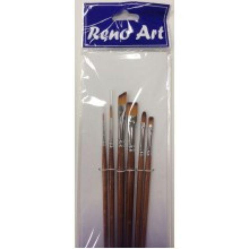 6 Pack Golden Brown Synthetic Brush Set - The Base Warehouse