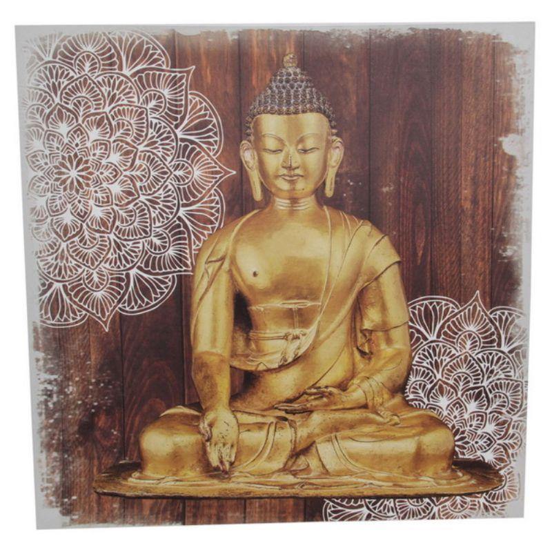 Gold Buddha Mandala Canvas Print - 50cm x 50cm - The Base Warehouse