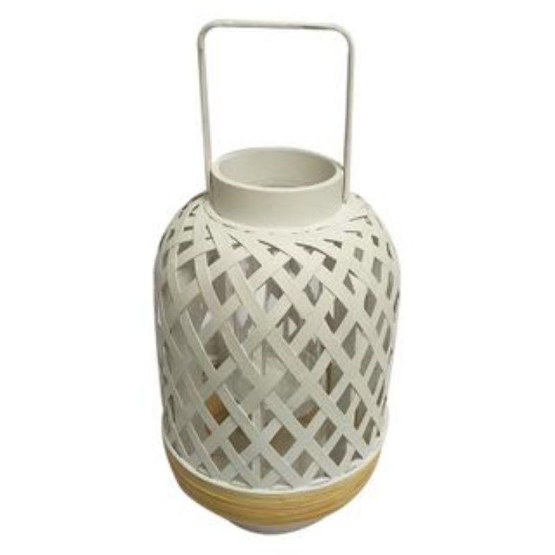 White/Natural Pari Bamboo Lantern - 21cm x 32cm - The Base Warehouse