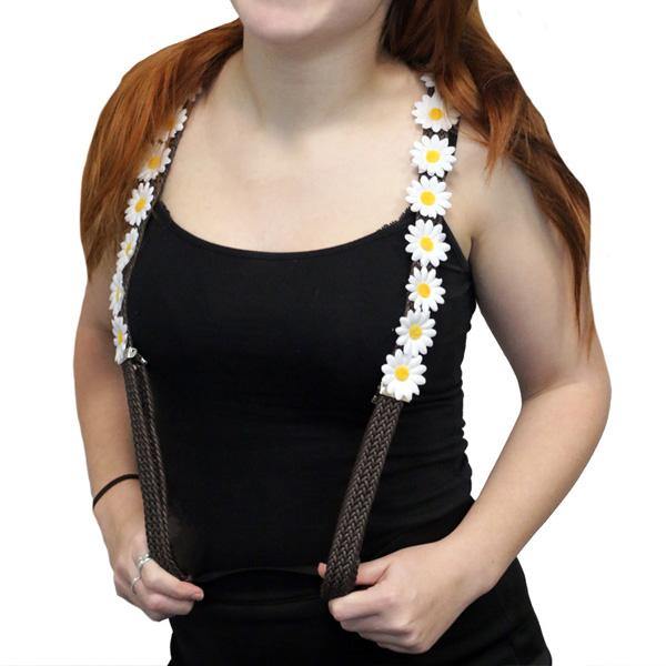Flower Brown Leather Suspenders - The Base Warehouse