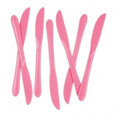 25 Pack Light Pink Plastic Knives - The Base Warehouse