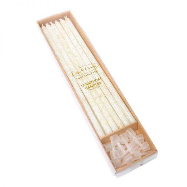 Pearl White Glitter Candles - The Base Warehouse