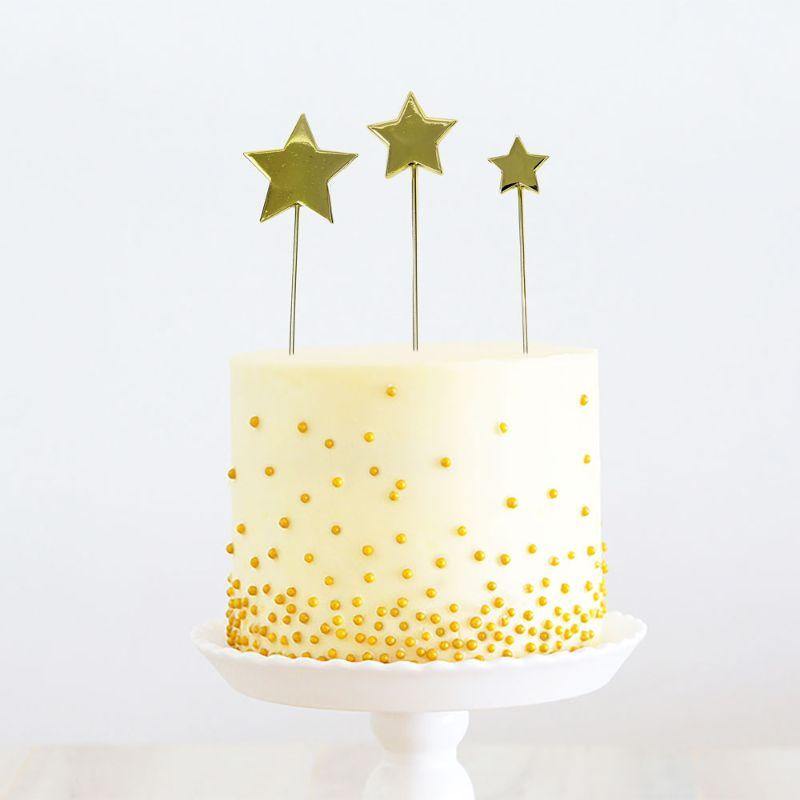 Gold Metal Star Cake Topper - 2cm, 3cm, 4cm - The Base Warehouse