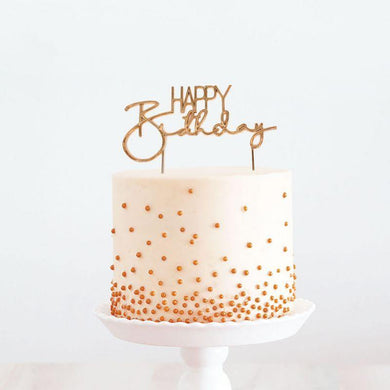 HBD Rose Gold Metal Cake Topper - 75mm x 130mm - The Base Warehouse