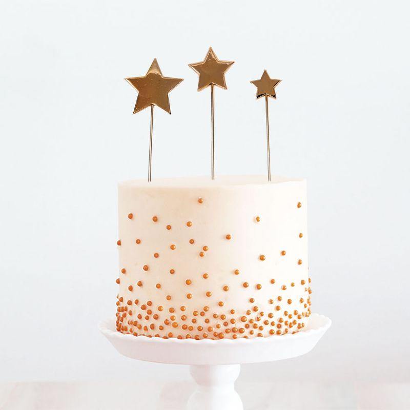 Rose Gold Metal Star Cake Topper - 2cm, 3cm, 4cm - The Base Warehouse