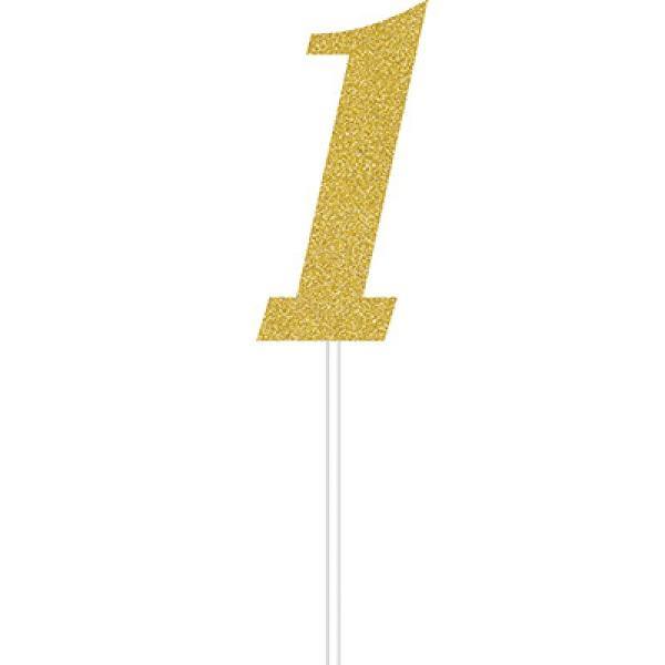 Gold Glitter 1 Cake Topper - The Base Warehouse