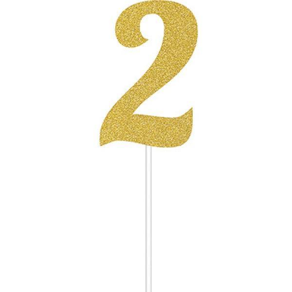 Gold Glitter 2 Cake Topper - The Base Warehouse
