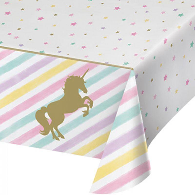 Unicorn Sparkle Plastic Tablecover - 1.37m x 2.43m - The Base Warehouse